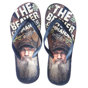 DUCK DYNASTY Sai Sandals Flip Flops Thong The Beaver Commander Brown LARGE 11 12